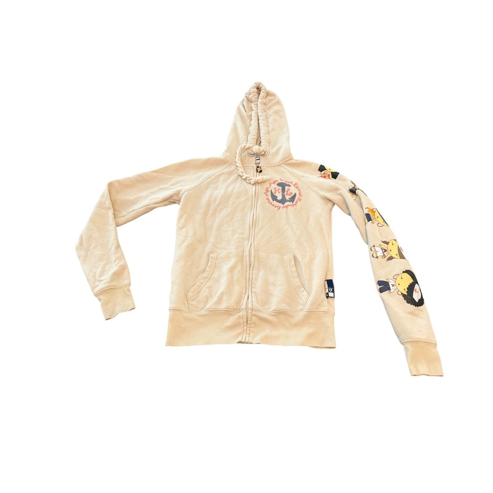 Harajuku Lovers Gwen Stefani Nautical Anchor Sailor Character Zip Hoodie Cream S